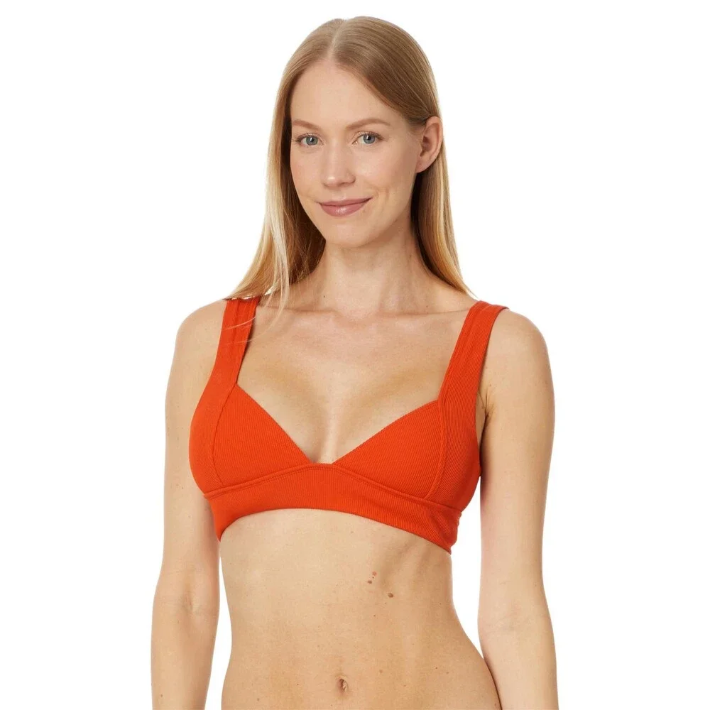 L*Space Hailey Bikini Top Women's Large Pimento Thick Strap Swimwear GBO3006